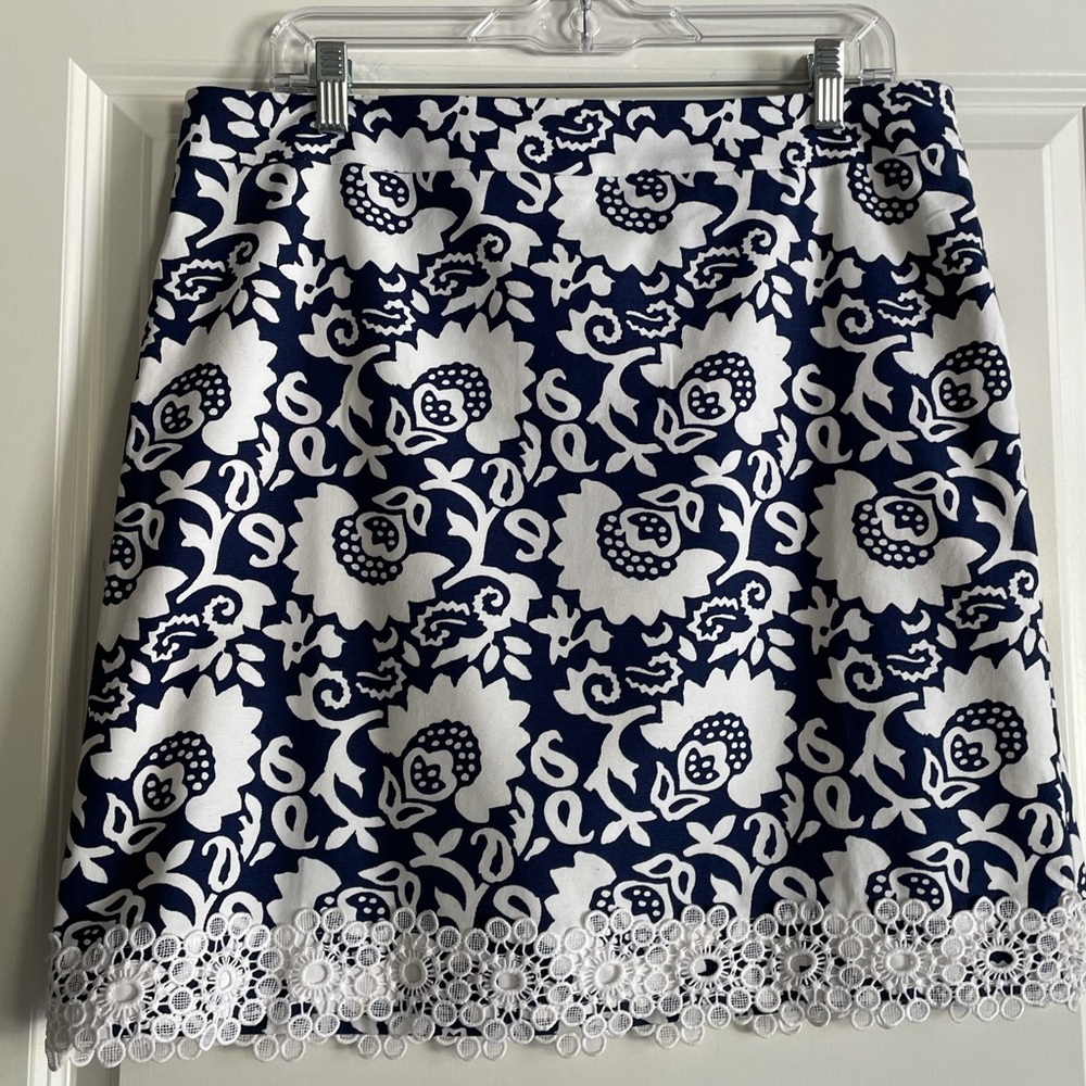 Talbots Women’s Floral Skirt with Lace Hem